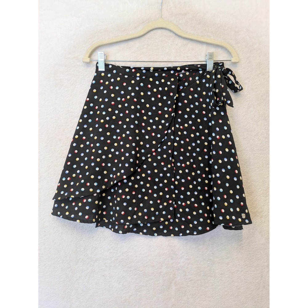 Volcom‎ Wrap Skirt Women's XS Black Polka Dot Mini Ruffle